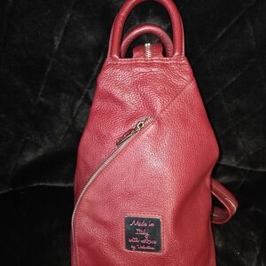 Valentina Red Leather Backpack
